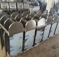 不銹鋼搖蓋三分類垃圾桶生產圖