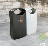 出口中東戶外噴粉不銹鋼垃圾桶單筒案例